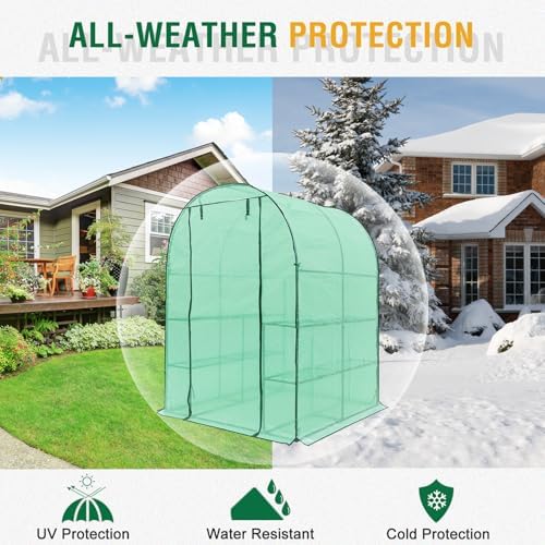 eagle peak 3-tier walk in portable greenhouse with, front angle view