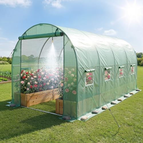 vevor walk-in tunnel greenhouse, 15 x 7 x, front angle view