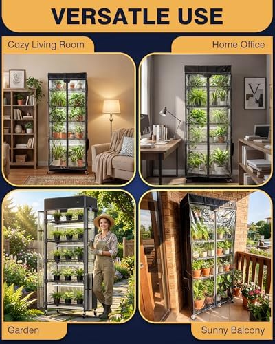 pyy indoor greenhouse with grow light - 6 on a desk or shelf