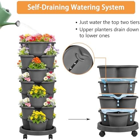 vecelo 7 tier vertical garden planter, self watering, close-up detail