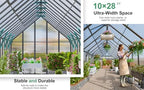 cdcasa 10x28 ft greenhouse for outdoors,large easy assembly, side view