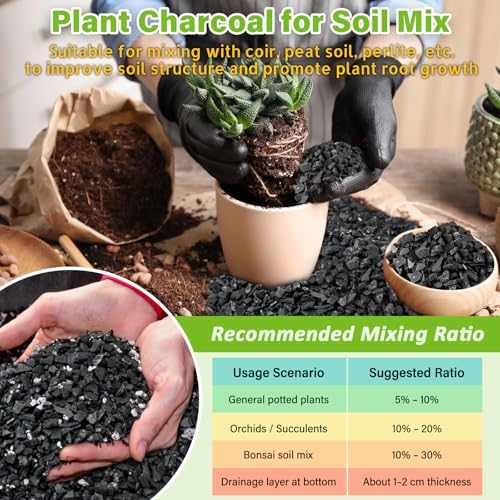 legigo 8 qt horticultural charcoal- natural biochar soil showing dimensions
