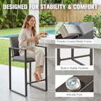 outdoor bar stools set of 2, 27" metal, side view