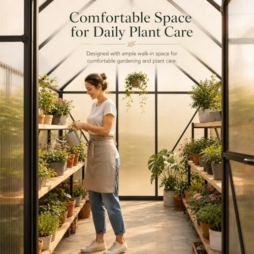 hooyeah greenhouse kits for outdoors, 6x10 ft walk-in, side view