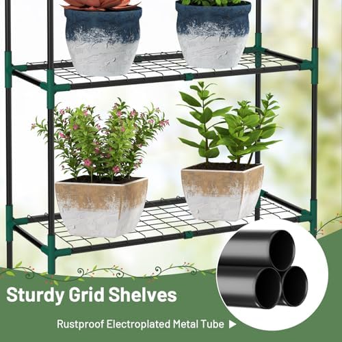 happygrill greenhouses for outdoors,potable greenhouse with pe cover showing dimensions