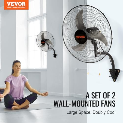 vevor 20 inch wall mount fan, oscillating, 3-speed shown in use