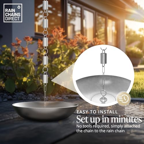 rain chains direct aluminum basin showing dimensions