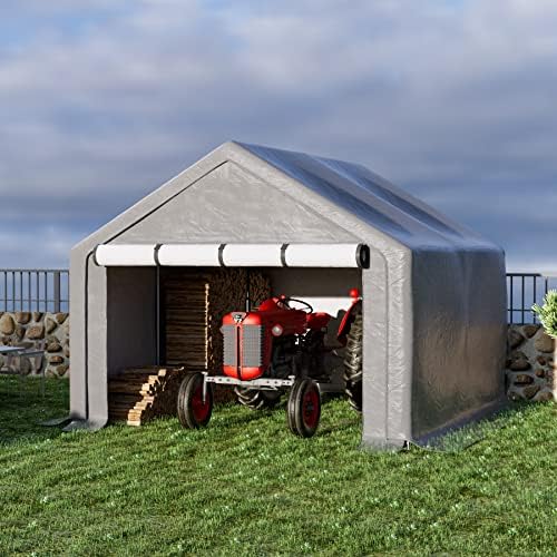 outdoor storage shelter, 10x10 ft portable shed with, front angle view
