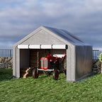 outdoor storage shelter, 10x10 ft portable shed with, front angle view