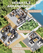 oversized aluminum outdoor furniture set, extra large patio, side view
