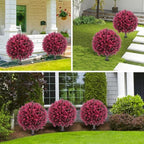 set of 2 artificial red eucalyptus topiary ball on a desk or shelf