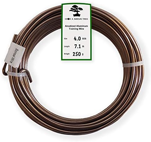 Anodized Aluminum 4.0mm Bonsai Training Wire 250g Large Roll (23 feet) - Choose Your Size and Color (4.0mm, Brown)