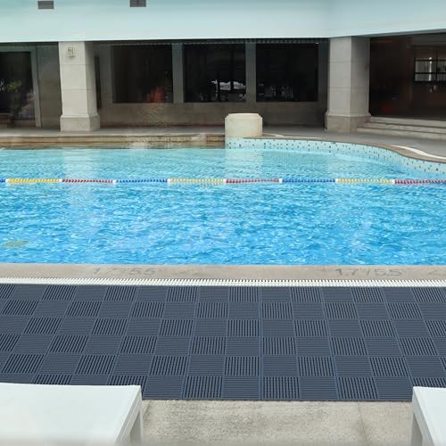 modular interlocking tiles double non-slip 12"x12" dark gray, view 9
