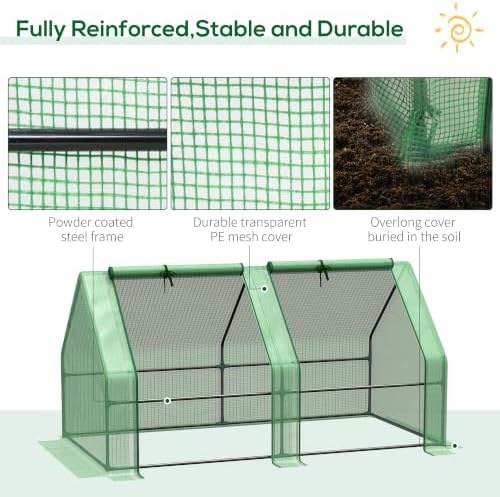 outsunny 5.9' x 3' x 3' mini greenhouse, side view