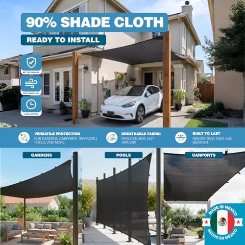 shade cloth 90% 12x10 ft, durable hdpe mesh, front angle view