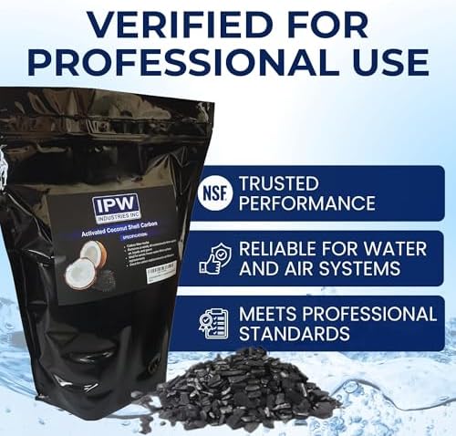 ipw bulk activated carbon 4x8 mesh coconut shell on a desk or shelf