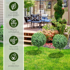 homcom 1.3ft (15.7") artificial boxwood topiary ball bush showing dimensions