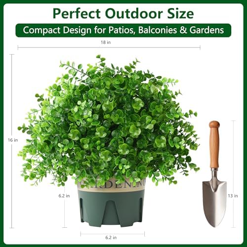 florisso fake plants artificial boxwood topiary, 2 pack, close-up detail