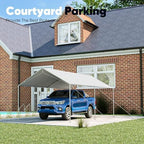 quictent 10x20 ft heavy duty car canopy galvanized, front angle view