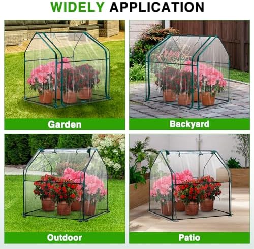 yesker mini greenhouse 36"x18"x33" portable small green house, front angle view