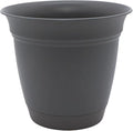 The HC Companies Eclipse Round Planter with Saucer - Outdoor & Indoor Plant Pot with Drainage Holes - Lightweight, UV-Resistant Plastic Pots for Plants, Flowers & Herbs (16" Warm Gray, Pack of 1)