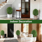 inspring 24” artificial boxwood topiary trees outdoor fake on a desk or shelf