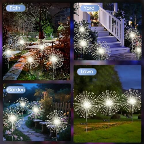 hpufkot solar garden lights outdoor,waterproof garden, 2pc 200, side view