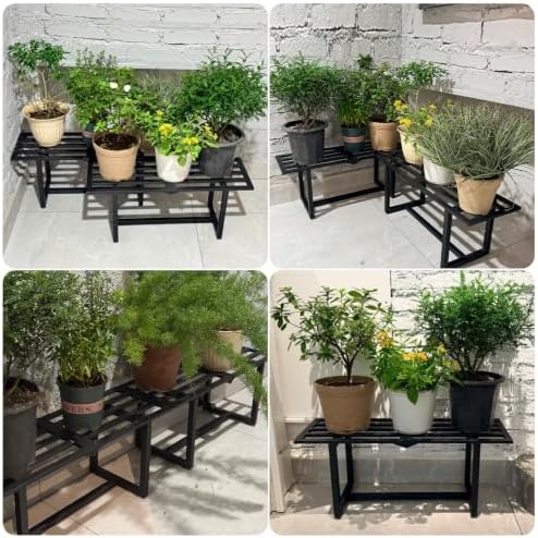 plant stand, foldable metal shelf, indoor outdoor,black, package contents