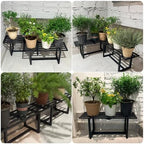 plant stand, foldable metal shelf, indoor outdoor,black, package contents