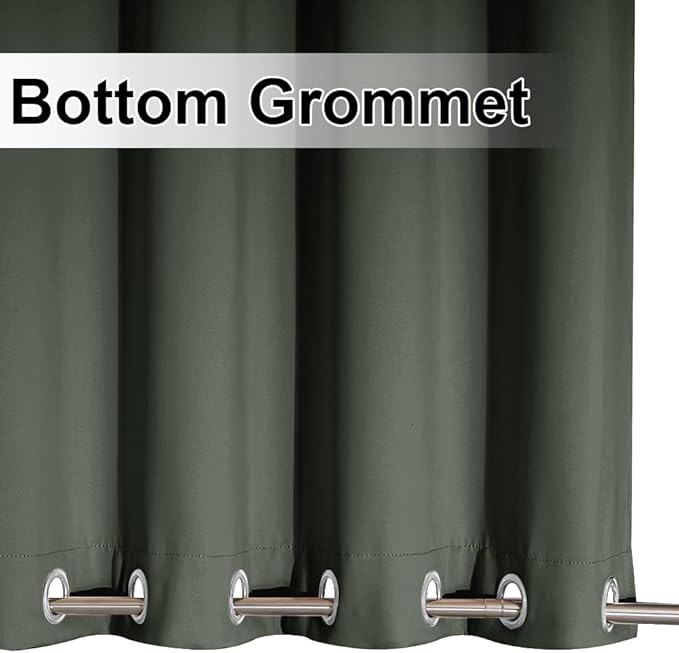 NICETOWN Outdoor Curtains 2 Panels Bottom Weighted for Patio Waterproof, Grommet Thermal Insulated Fixed Windproof Blackout Outdoor Curtains Privacy for Pergola, W52 x L95, Greyish Green