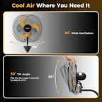 cammoo 18 inch wall mount fan oscillating, 600d on a desk or shelf