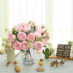 artificial peonies silk flowers in glass vase faux, package contents