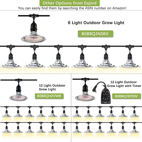 outdoor led grow light with timer, 6-bulbs full on a desk or shelf