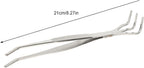 Fdit Bonsai Root Rake Tweezers, Stainless Steel 2 in 1 Precision Repotting Tool with Smooth Rounded Tips Ergonomic Non Slip Grip for Bonsai Care Silver 24.5 cm 1 Piece