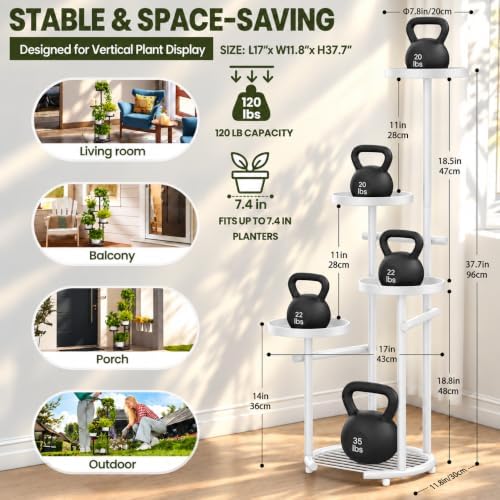 tosking tall 5-tier round metal corner plant stand, close-up detail