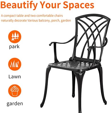 outdoor 3 piece bistro set cast aluminum bistro, package contents
