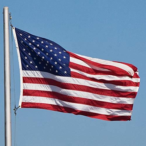 american flag 5x8 ft embroidered stars, sewn stripes on a desk or shelf