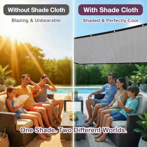 90% sun shade cloth with gromments, 0 8', side view
