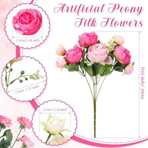 geosar 8 bundles artificial peonies flowers,bright color shown in use