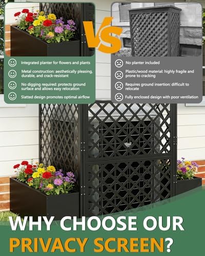 foowin air conditioner fence, 3 panels metal privacy, side view