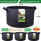 20 gallon thickened plant grow bags large (22x12, side view