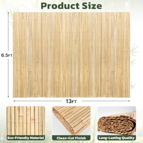 natural bamboo slat screening, 6.5ft x 13ft bamboo, close-up detail