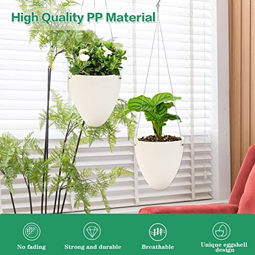 sungmor 3 pack plastic self watering hanging planters, side view