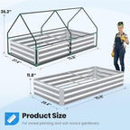 quictent 6x3x1ft galvanized raised garden bed with cover showing dimensions