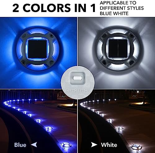 agptek solar driveway lights outdoor 12 pack, 2, close-up detail