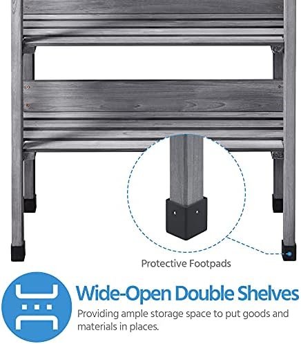 yaheetech potting bench outdoor console table w/3-tier storage,gray, view 9
