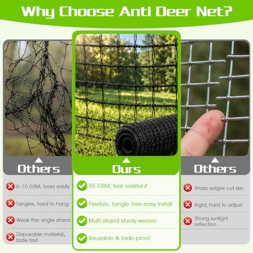 deer fence netting for garden, 5x100 ft temporary, side view