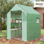 outsunny 4.6' x 4.7' portable greenhouse walk-in water/uv shown in use