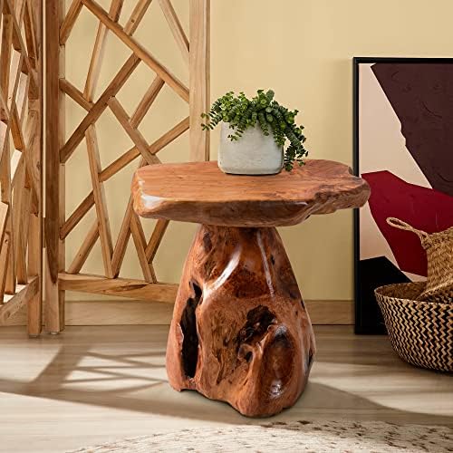 cedar wood stump mushroom stool live edge side on a desk or shelf