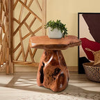 cedar wood stump mushroom stool live edge side on a desk or shelf